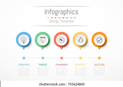 Infographic design elements for your business data with 5 options, parts, steps, timelines or processes. Vector Illustration.