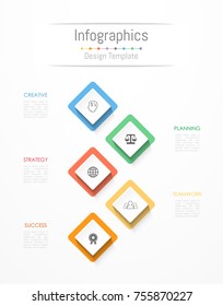 Infographic design elements for your business data with 5 options, parts, steps, timelines or processes. Vector Illustration.