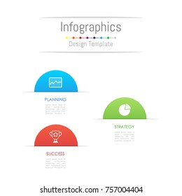 Infographic design elements for your business data with 3 options, parts, steps, timelines or processes. Paper style concept, Vector Illustration.