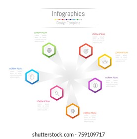 Infographic design elements for your business data with 7 options, parts, steps, timelines or processes. Vector Illustration.