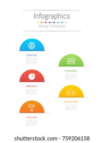 Infographic design elements for your business data with 5 options, parts, steps, timelines or processes. Paper style concept, Vector Illustration.