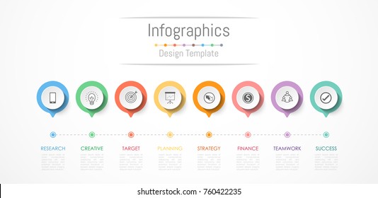 Infographic design elements for your business data with 8 options, parts, steps, timelines or processes. Vector Illustration.