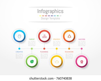 Infographic design elements for your business data with 6 options, parts, steps, timelines or processes. Vector Illustration.