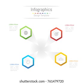Infographic design elements for your business data with 4 options, parts, steps, timelines or processes. Vector Illustration.