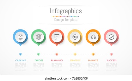 Infographic design elements for your business data with 6 options, parts, steps, timelines or processes. Vector Illustration.