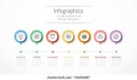 Infographic design elements for your business data with 7 options, parts, steps, timelines or processes. Vector Illustration.