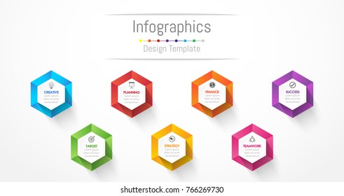 Infographic design elements for your business data with 7 options, parts, steps, timelines or processes. Vector Illustration.