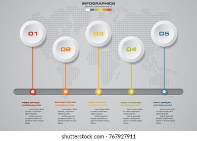 Infographic design elements for your business with 5 options. 5 steps timeline presentation. EPS 10.