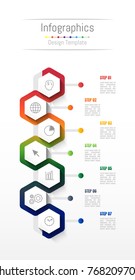 Infographic design elements for your business data with 7 options, parts, steps, timelines or processes. Vector Illustration.