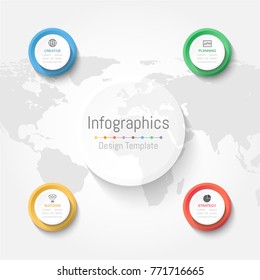 Infographic design elements for your business data with 4 options, parts, steps, timelines or processes. Vector Illustration. 