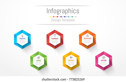 Infographic design elements for your business data with 6 options, parts, steps, timelines or processes. Vector Illustration.