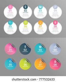 Infographic design elements for your business data with 8 options, parts, steps, timelines or processes. Vector Illustration.