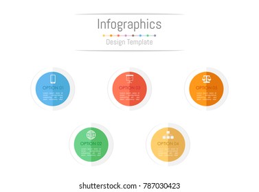 Infographic design elements for your business data with 5 options, parts, steps, timelines or processes. Vector Illustration.
