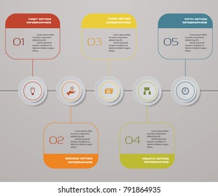 Infographic design elements for your business with 5 options. 5 steps timeline presentation. EPS 10.