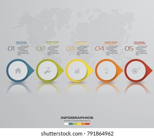 Infographic design elements for your business with 5 options. 5 steps timeline presentation. EPS 10.