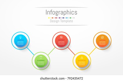 Infographic design elements for your business data with 5 options, parts, steps, timelines or processes. Vector Illustration.