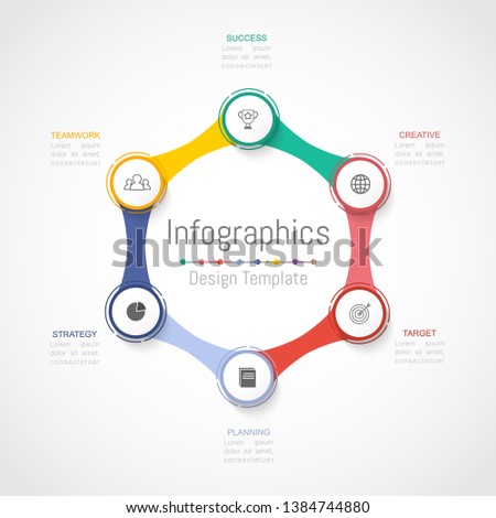 Infographic design elements for your business data with 6 options, parts, steps, timelines or processes. Vector Illustration.