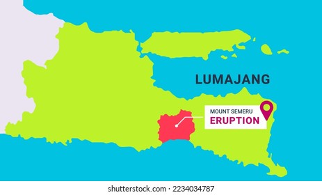 infographic design of the eruption of Mount Semeru in Lumajang, East Java, Indonesia. 2022 december. natural disasters