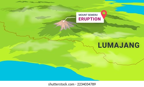 infographic design of the eruption of Mount Semeru in Lumajang, East Java, Indonesia. 2022 december. natural disasters