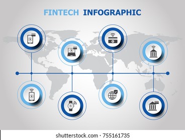 Infographic Design With Fintech Icons, Stock Vector