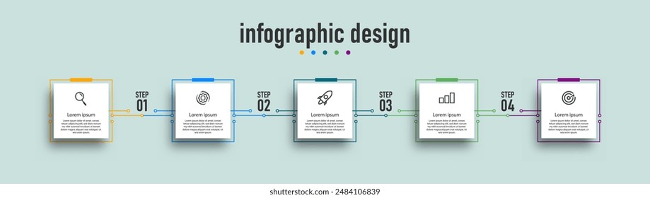 el diseño infográfico con cuatro opciones o pasos se puede utilizar para el diagrama de flujo de trabajo, infograma, Diseño web. Ilustración vectorial.	
