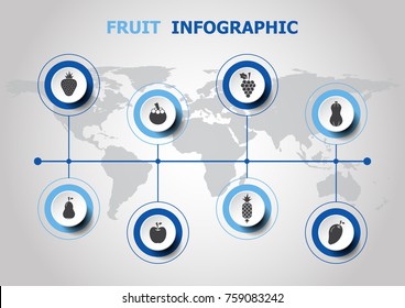Infographic design with fruit icons, stock vector