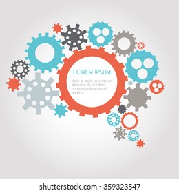 Infographic Design Gears, Brain, Idea, Creativity, Thinking - Vector Eps10