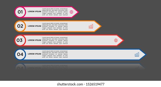 Infographic design with gradient and paper shadow effect 4 options or steps. Infographics business concept. 