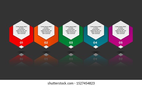 Infographic design with gradient and paper shadow effect 5 options or steps. Infographics business concept. 