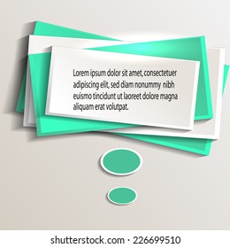 Infographic design with green communication bubbles on the blue background.