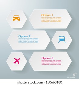 Infographic design with hexagons on the grey background. Eps 10 vector file.