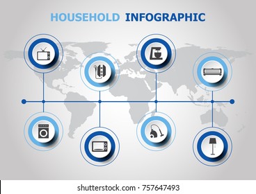 Infographic design with household icons, stock vector