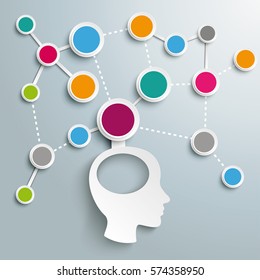 Infographic design with human head and network on the gray background. Eps 10 vector file.