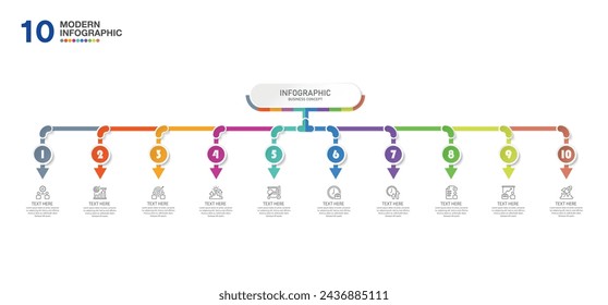 Infographic design with icons and 10 options or steps. Infographics business concept for info graphics, flow charts.