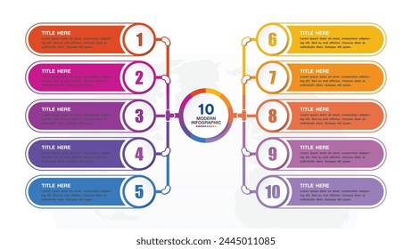 Diseño infográfico con iconos y 10 opciones o pasos. Concepto de negocio de infografía para infografía, diagramas de flujo.