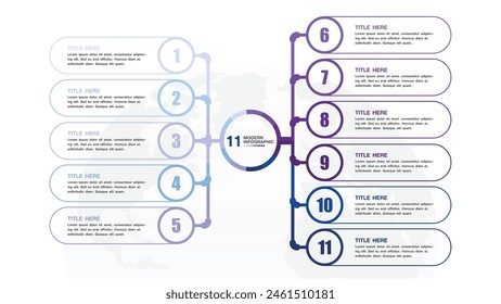 Infographic design with icons and 11 options or steps. Infographics business concept for info graphics, flow charts.