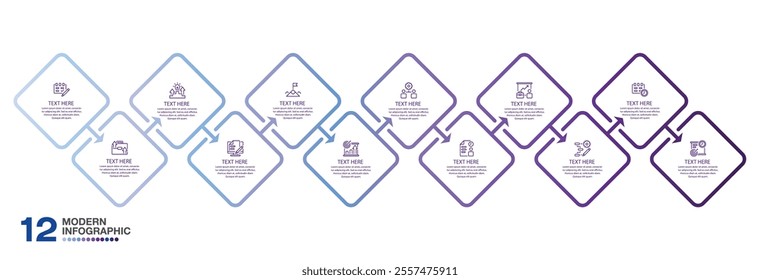 Infographic design with icons and 12 options or steps. Infographics business concept for info graphics, flow charts.