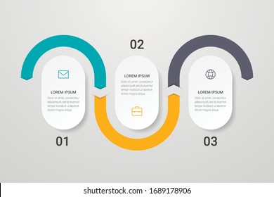 Infographic design with icons and 3 options or steps. Can be used for presentations, flow charts, web sites, banners, printed materials. Vector illustration.