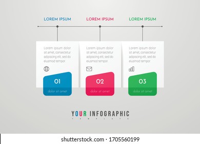 Infographic design with icons and 3 options or steps. Infographics business concept. Can be used for info graphics, flow charts, presentations, web sites, banners, printed materials.