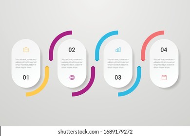 Infographic design with icons and 4 options or steps. Can be used for presentations, flow charts, web sites, banners, printed materials. Vector illustration.