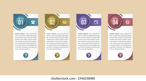 Infographic design with icons and 4 options or steps. circle shape. Infographics business concept. Can be used for info graphics, flow charts, presentations, web sites, banners, printed materials.