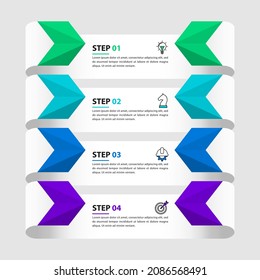 Infographic design with icons and 4 options or steps. Banner with arrows. Can be used for workflow layout, diagram, webdesign. Vector