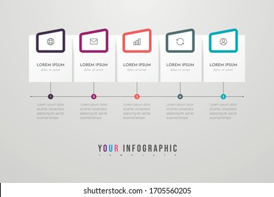 Infographic design with icons and 5 options or steps. Infographics business concept. Can be used for info graphics, flow charts, presentations, web sites, banners, printed materials.