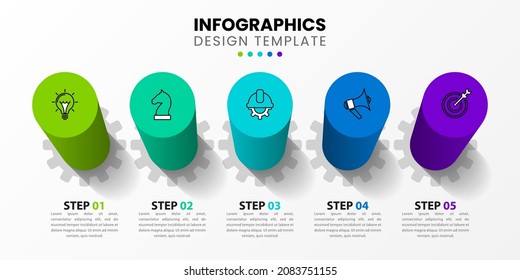 Infographic design with icons and 5 options or steps. Can be used for workflow layout, diagram, banner, webdesign. Vector illustration