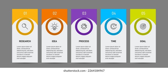 Infographic design with icons and 5 options or steps. Thin line. Infographics business concept. Can be used for info graphics, flow charts, presentations, mobile web sites, printed materials.