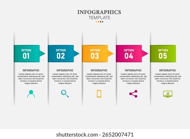 Infographic design with icons and 5 options or steps. Thin line vector. Infographics business concept. Can be used for info graphics, flow charts, presentations, web sites, banners, printed materials.