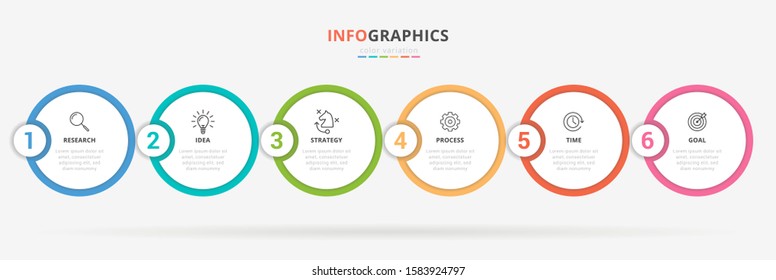 Infographic design with icons and 6 options or steps. Thin line vector. Infographics business concept. Can be used for info graphics, flow charts, presentations, web sites, banners, printed materials.