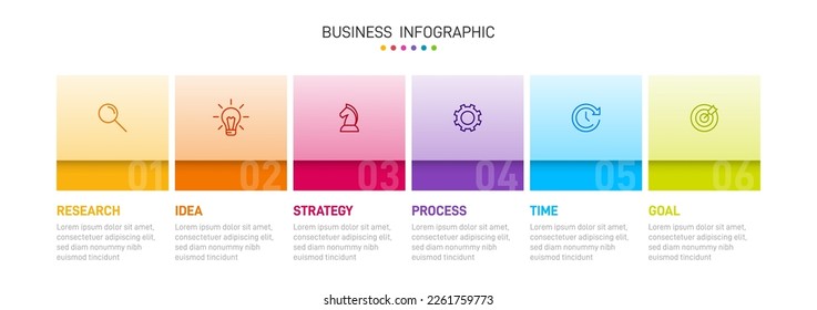Infographic design with icons and 6 options or steps. Thin line. Infographics business concept. Can be used for info graphics, flow charts, presentations, mobile web sites, printed materials.