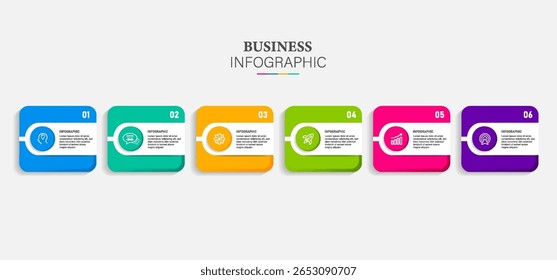 Infographic design with icons and 6 options or steps. Thin line vector. Infographics business concept. Can be used for info graphics, flow charts, presentations, web sites, banners, printed materials.