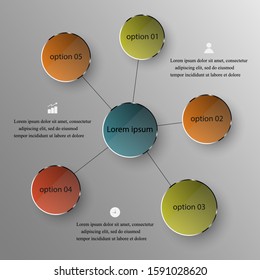 Infographic design with icons and 6 realistic options or steps. Thin line vector. Infographics business concept. 